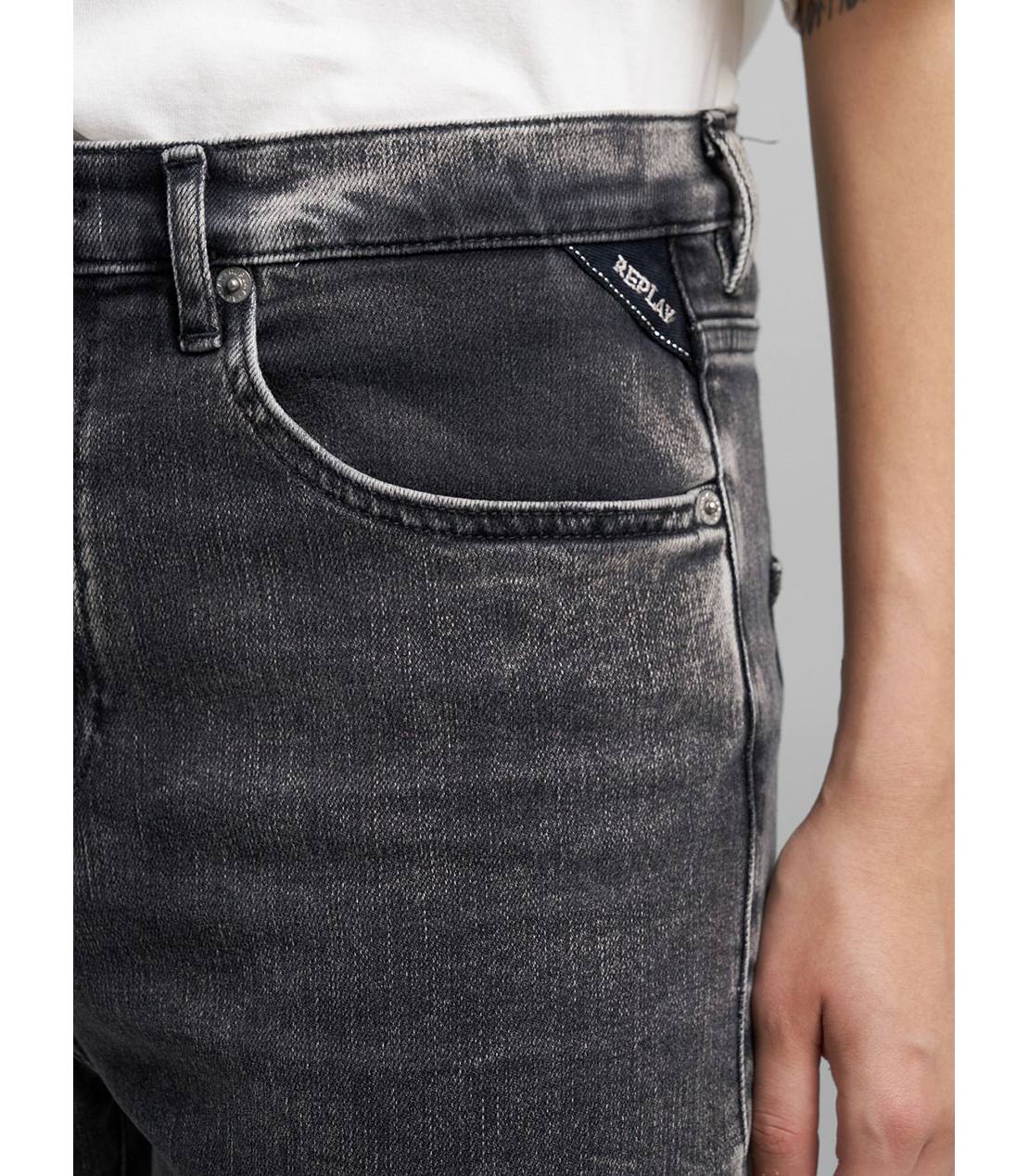 リラックスストレートMELJAスーパーソフトインディゴストレッチデニム 詳細画像 ダークグレー 7